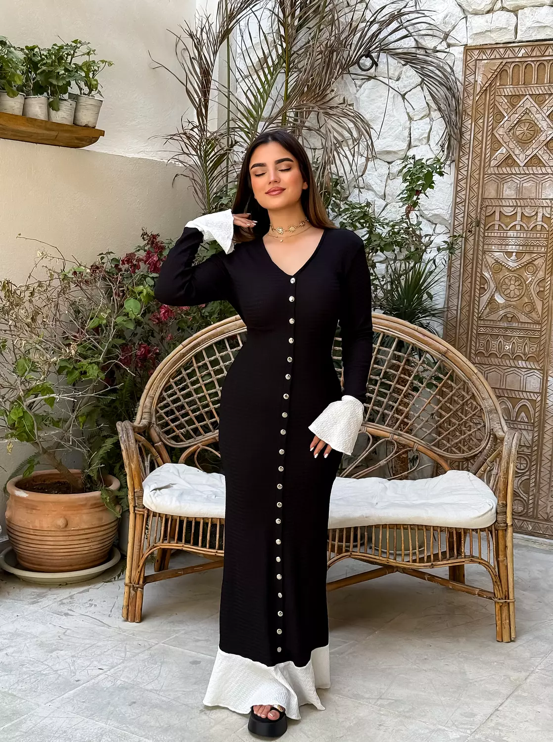 Ruffle noir dress hover image