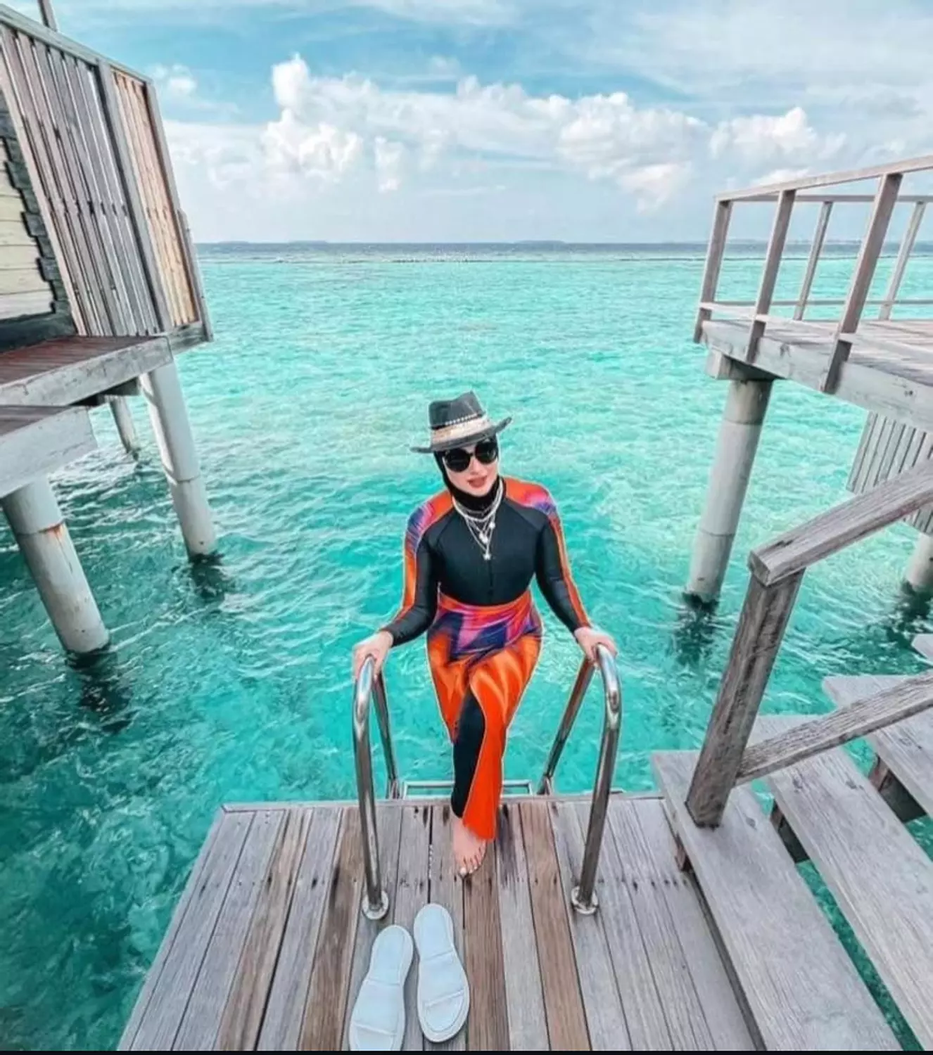 Orange triangle burkini  5