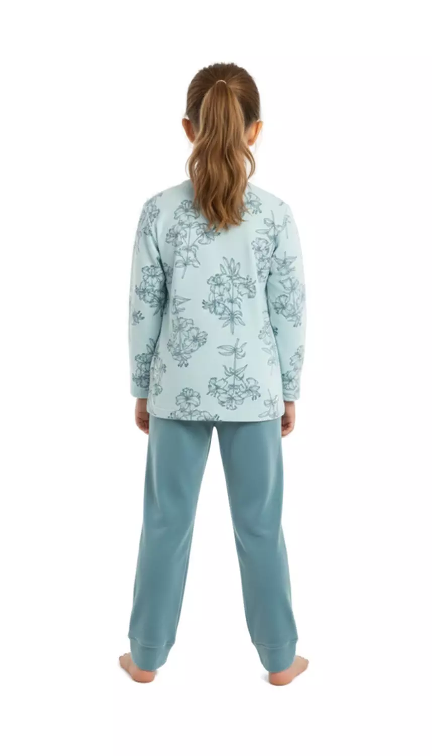 Shorto Girls Pajama Printed Flower PJ - 3102 - Turquoise 3