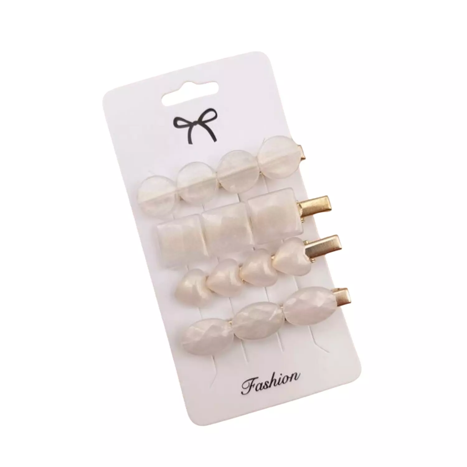 4 Pc Ivory Acrylic Hair Clips Set 3