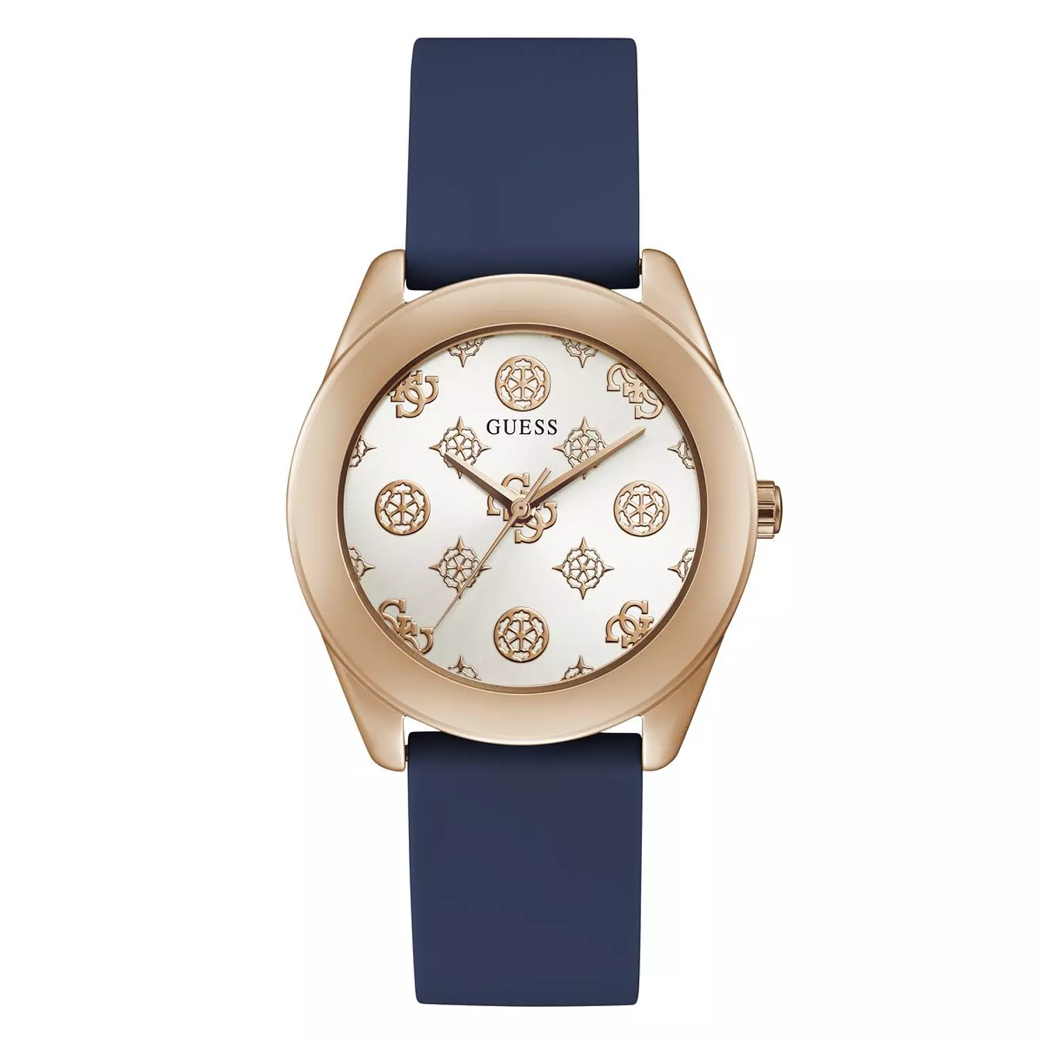 GUESS Ladies 40 Blue & Rose Gold-Tone Analog Trend Watch Blue Silicone Strap GW0107L4 image