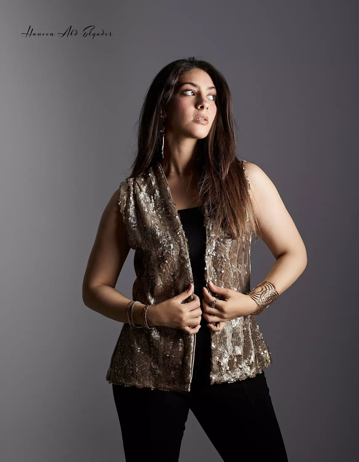 Bronze metallic sequined vest 3
