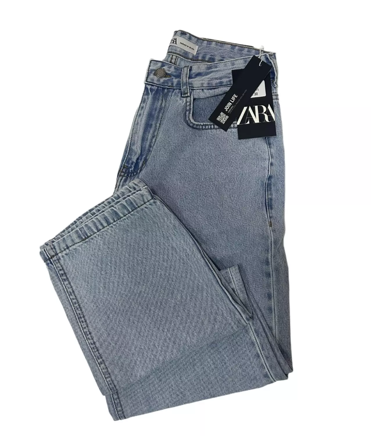 Zara Light Wash Straight Leg Jeans image