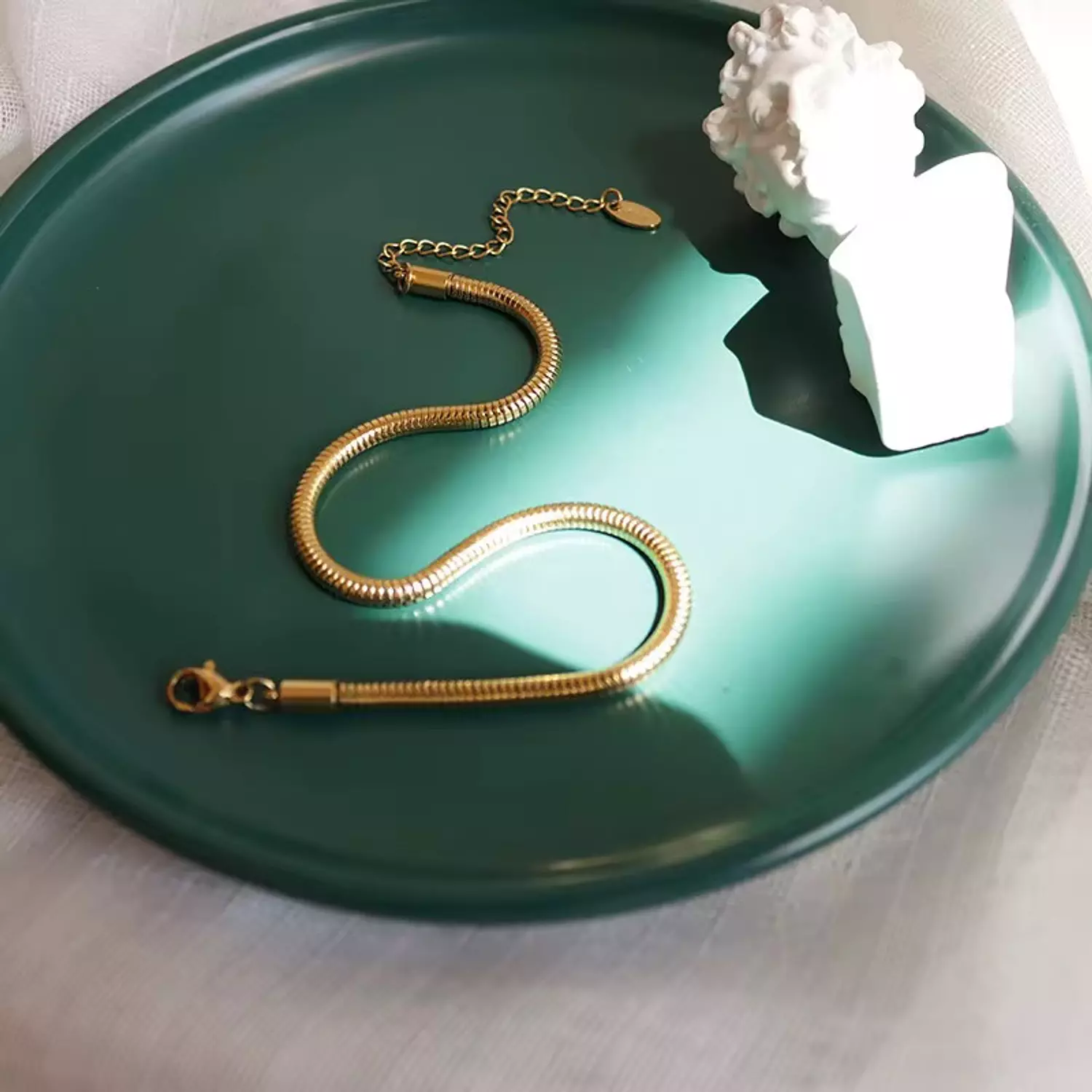 Thick round snake chain gold anklet 2