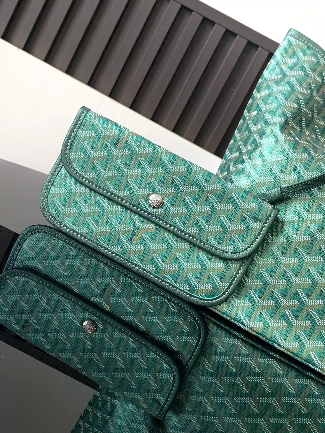 Go yard This limited-edition handbag is crafted from unique pearlescent GOYARDINE canvas pearl green 9