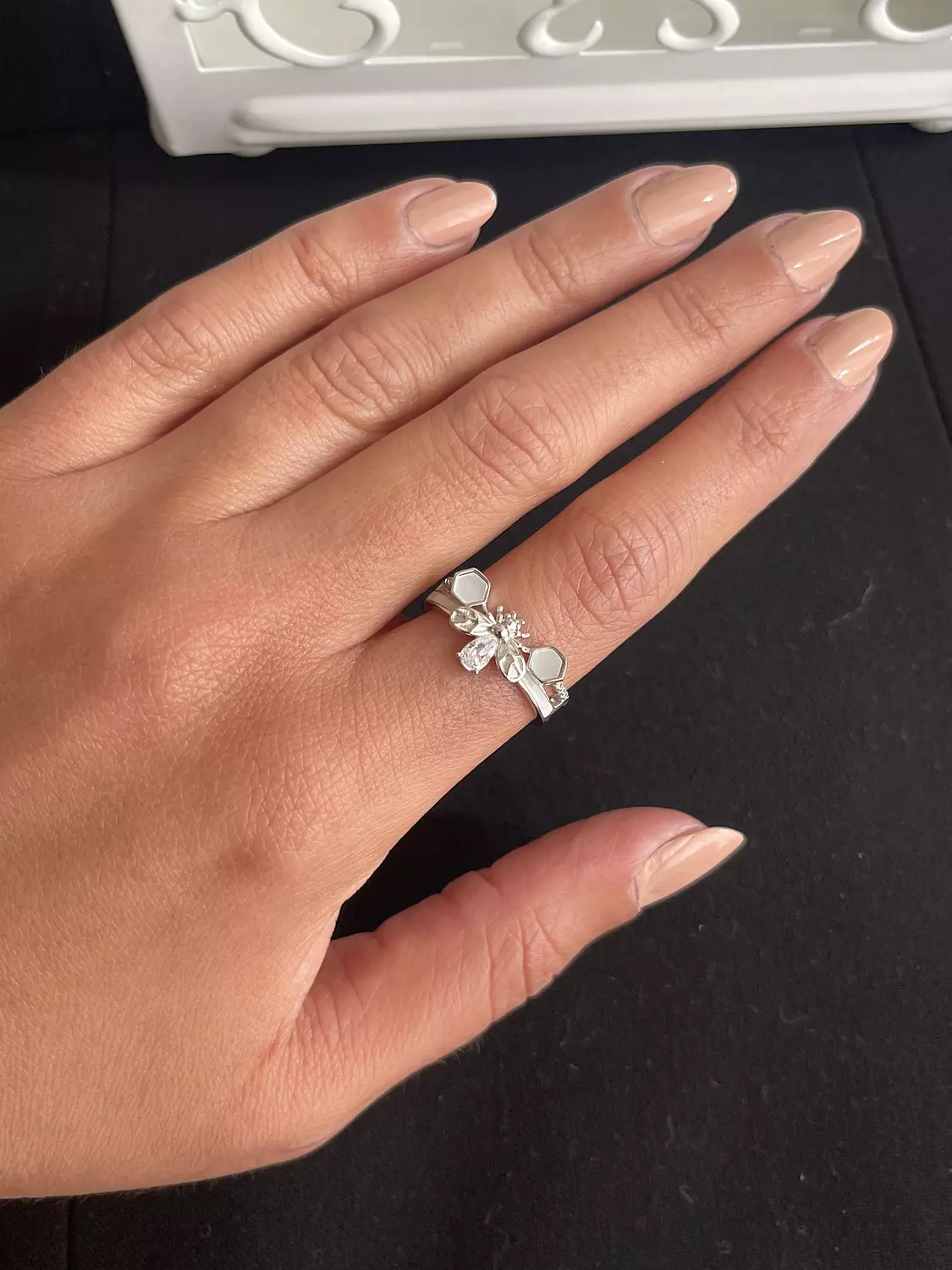 Bee silver ring free size adjustable  image