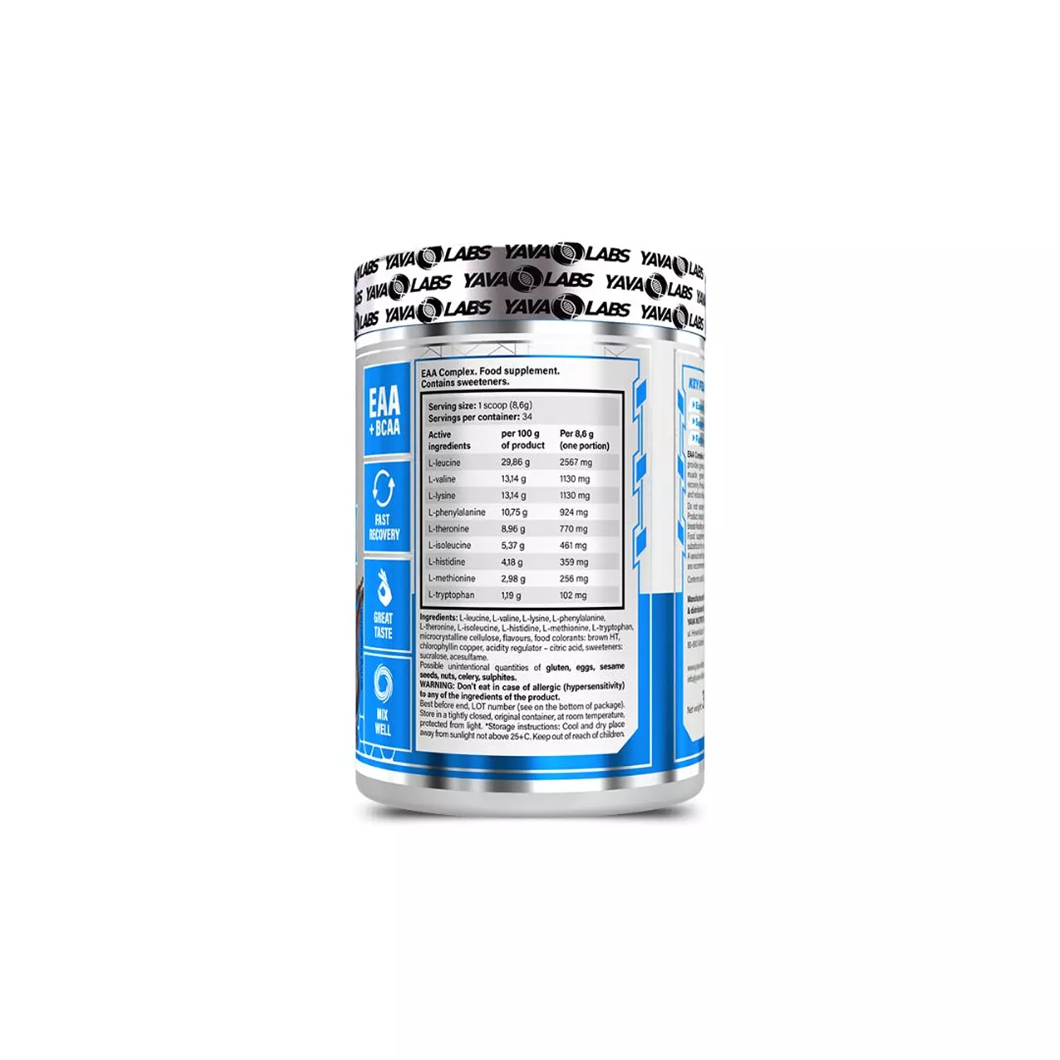 Yava Labs EAA Complex – 300g Essential Amino Acids for Recovery & Performance 1