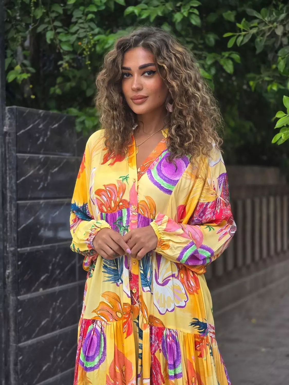 Multicolour Yellow dress hover image