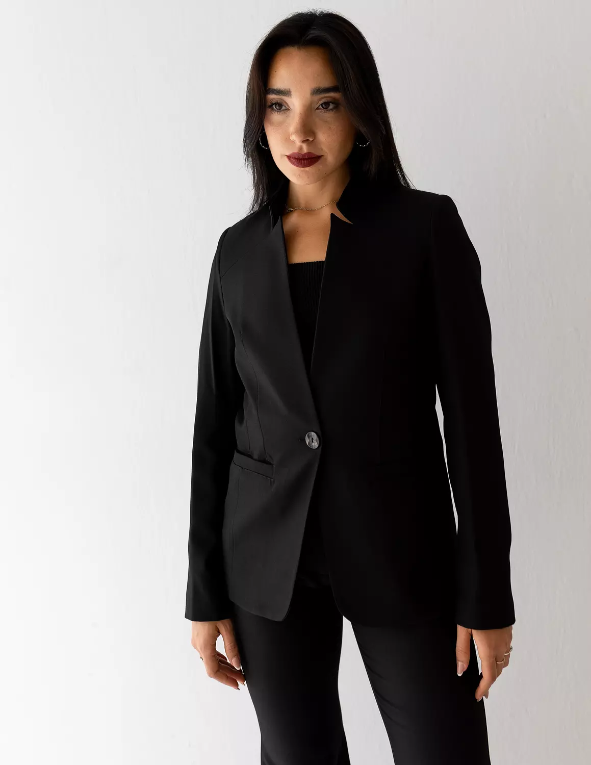Black Icon collarless blazer image