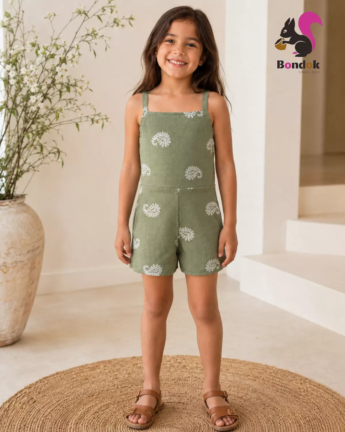 Girls’ Paisley Print Tie-Back Romper  2