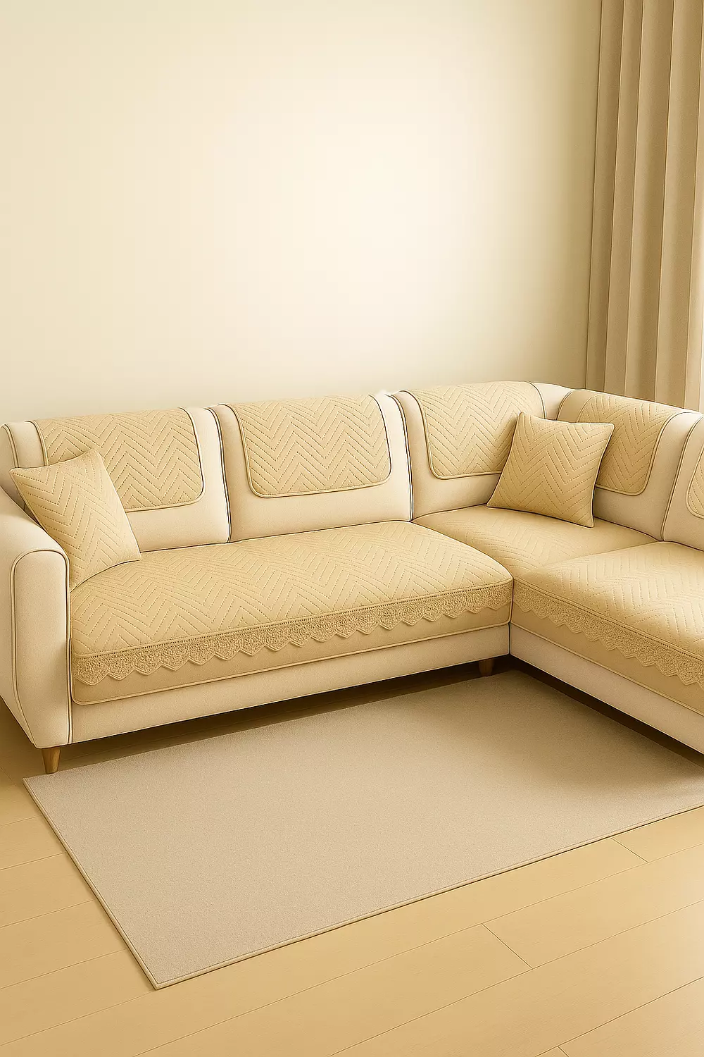 Set of 5 Sofa Slipcovers - Beige  image