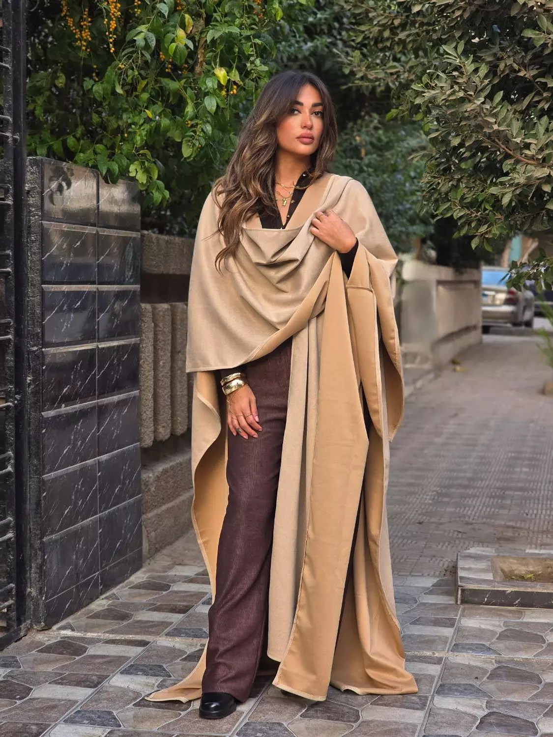 Beige Moroccan style suede kaftan  2