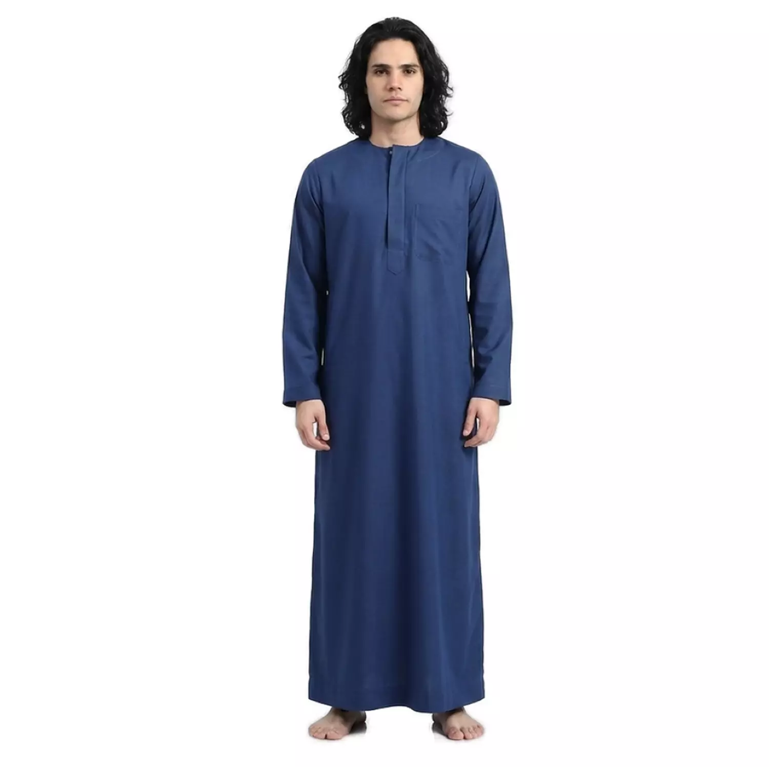  جلابيه رجالي كم طويل - قطن - 2590 - كحلي image