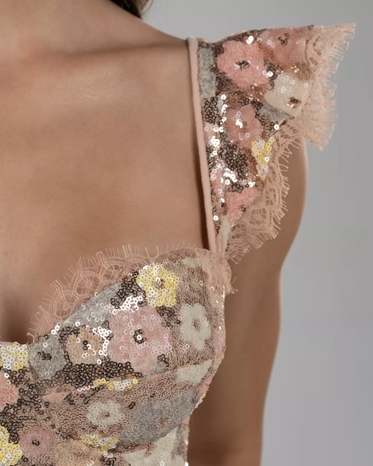 Playful Floral Sequin Bustier Top 6