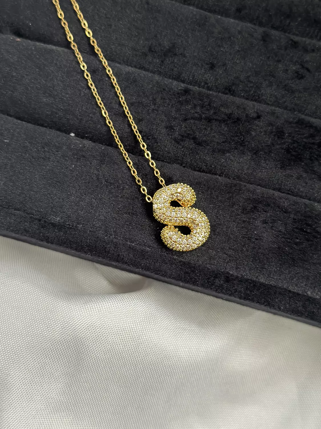 Crystal bubble letter necklace  11