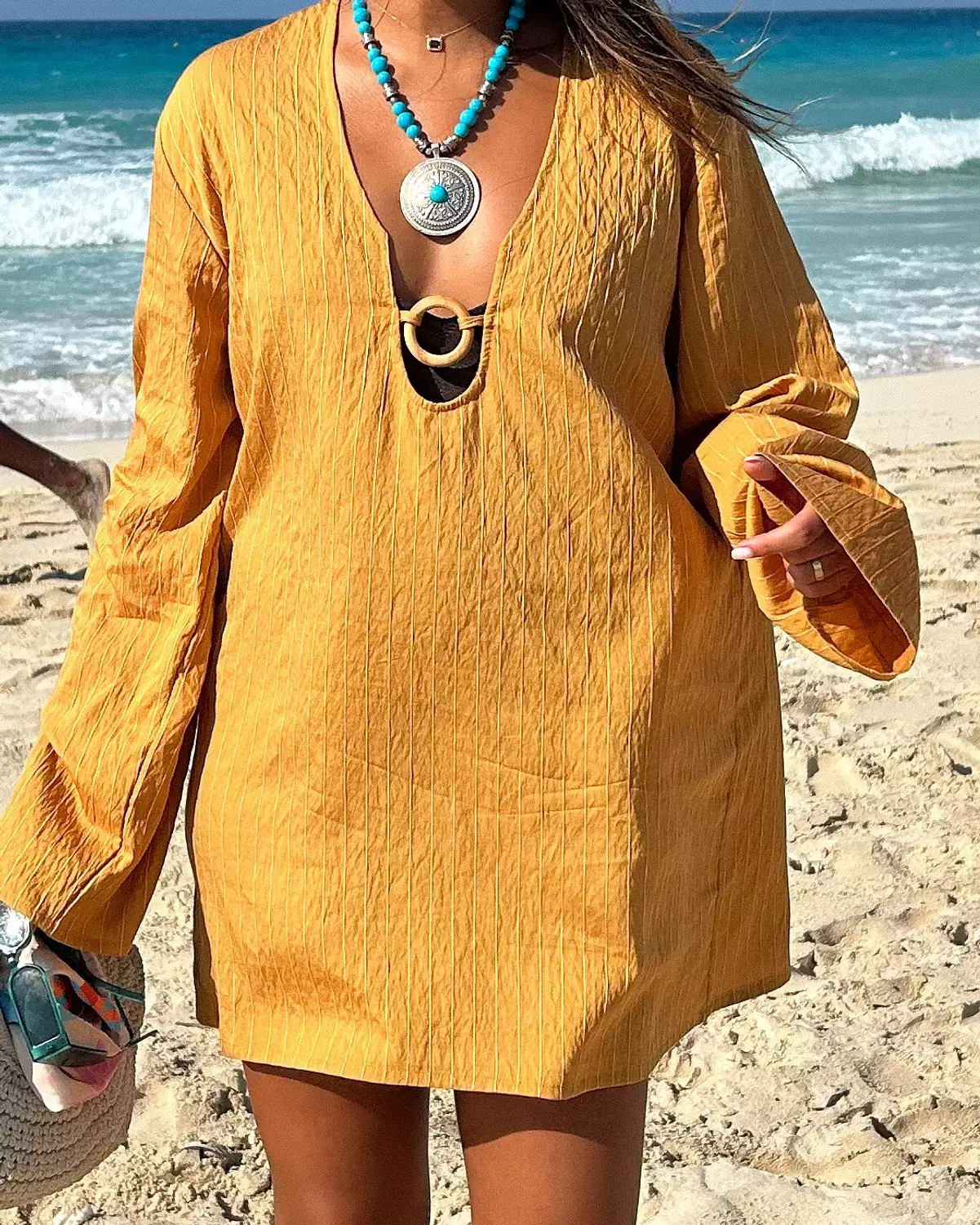 sunset stripe beach cover-up // Honey Gold // image