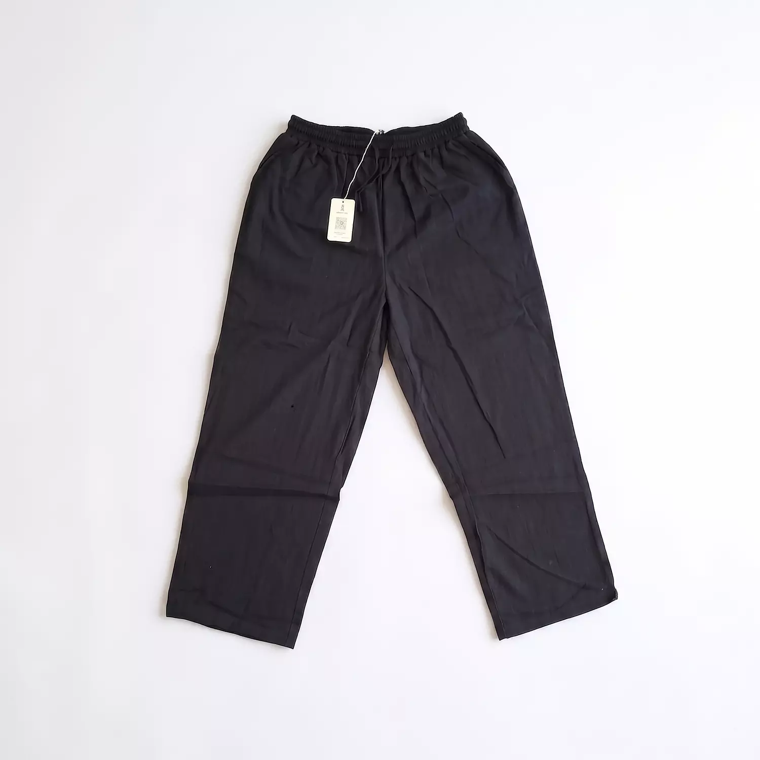 Black Linen Regular Pants  hover image