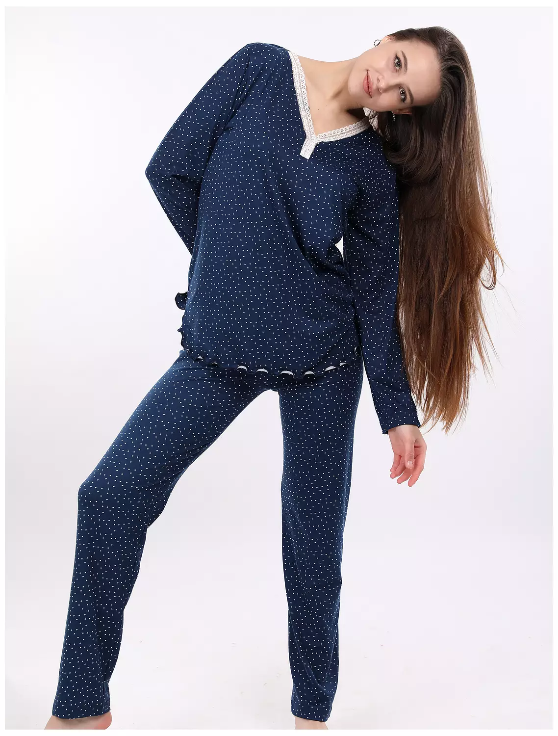 A109 Midnight Dots Long Sleeved Pajama Set  10