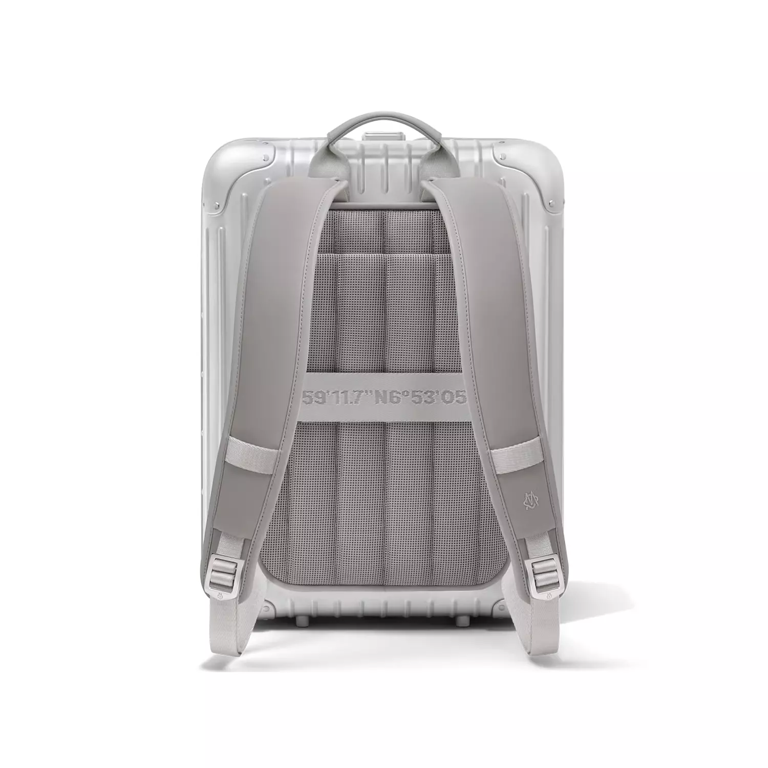 Rimowa Original Backpack is a sleek, silver hard-shell backpack 4