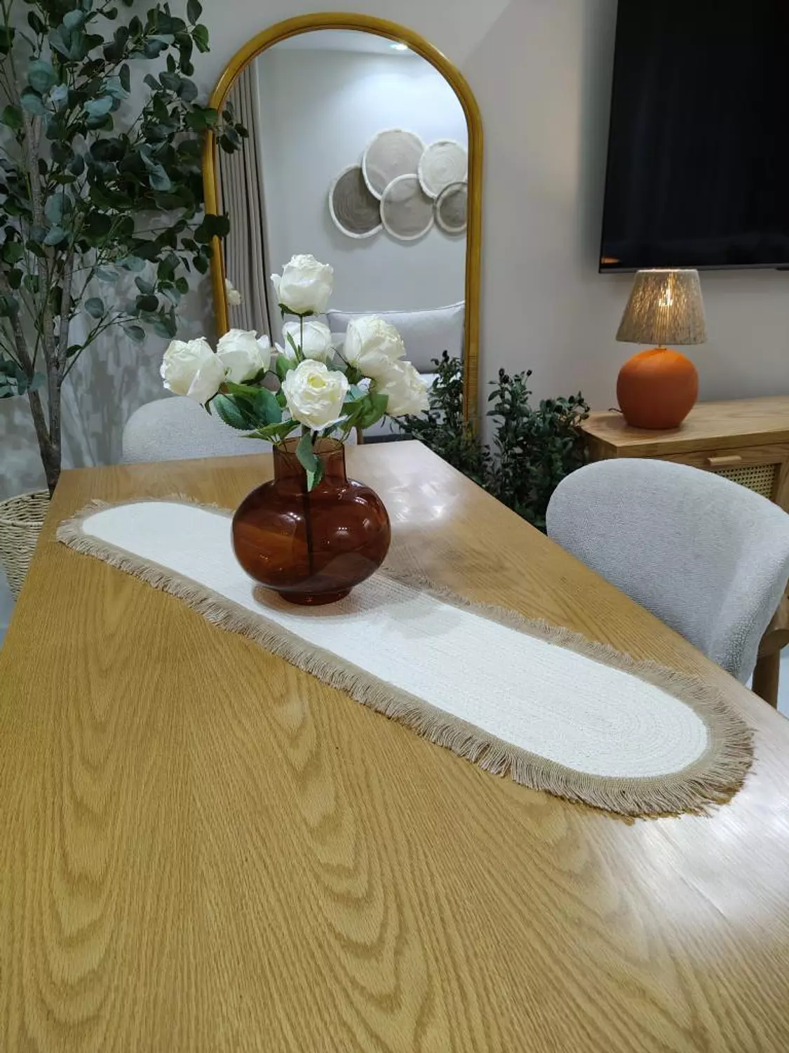 Off White Oval Runner  image