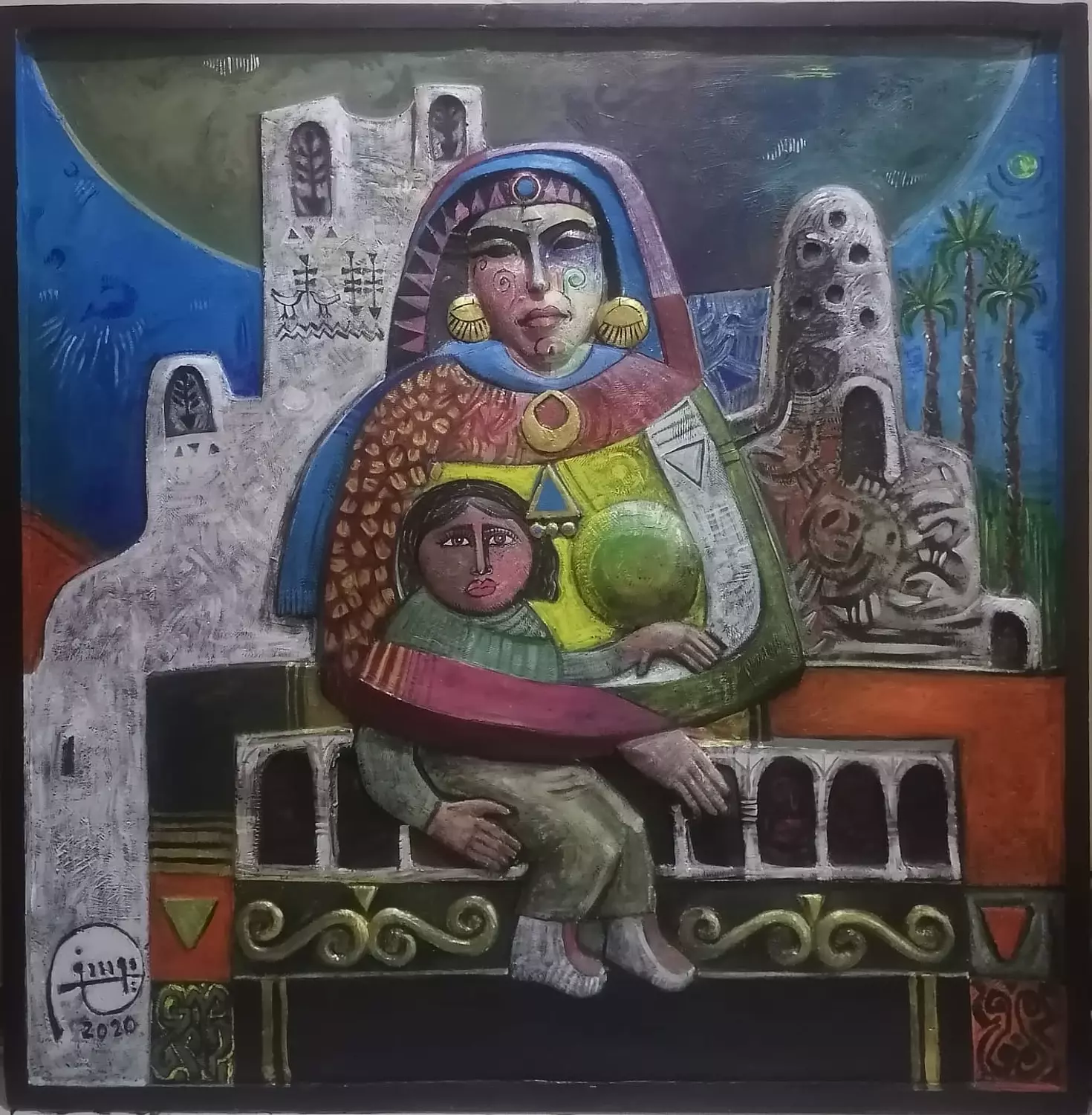 Yousef Mahmoud- 0002343 -Acrylic on fiberglass, size 100 x 100 cm image