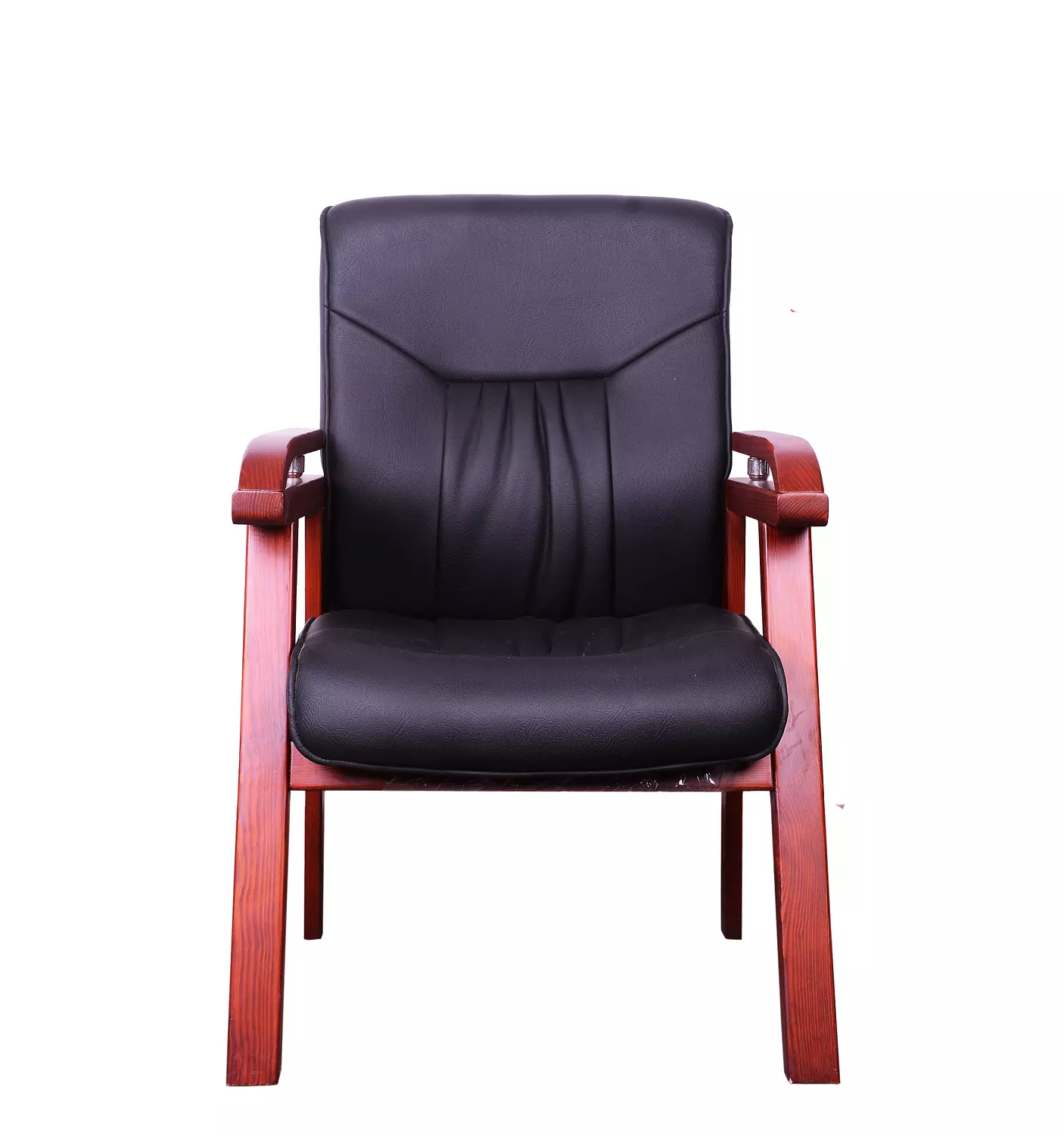 Leather Waiting Chair 101, Black Leather hover image