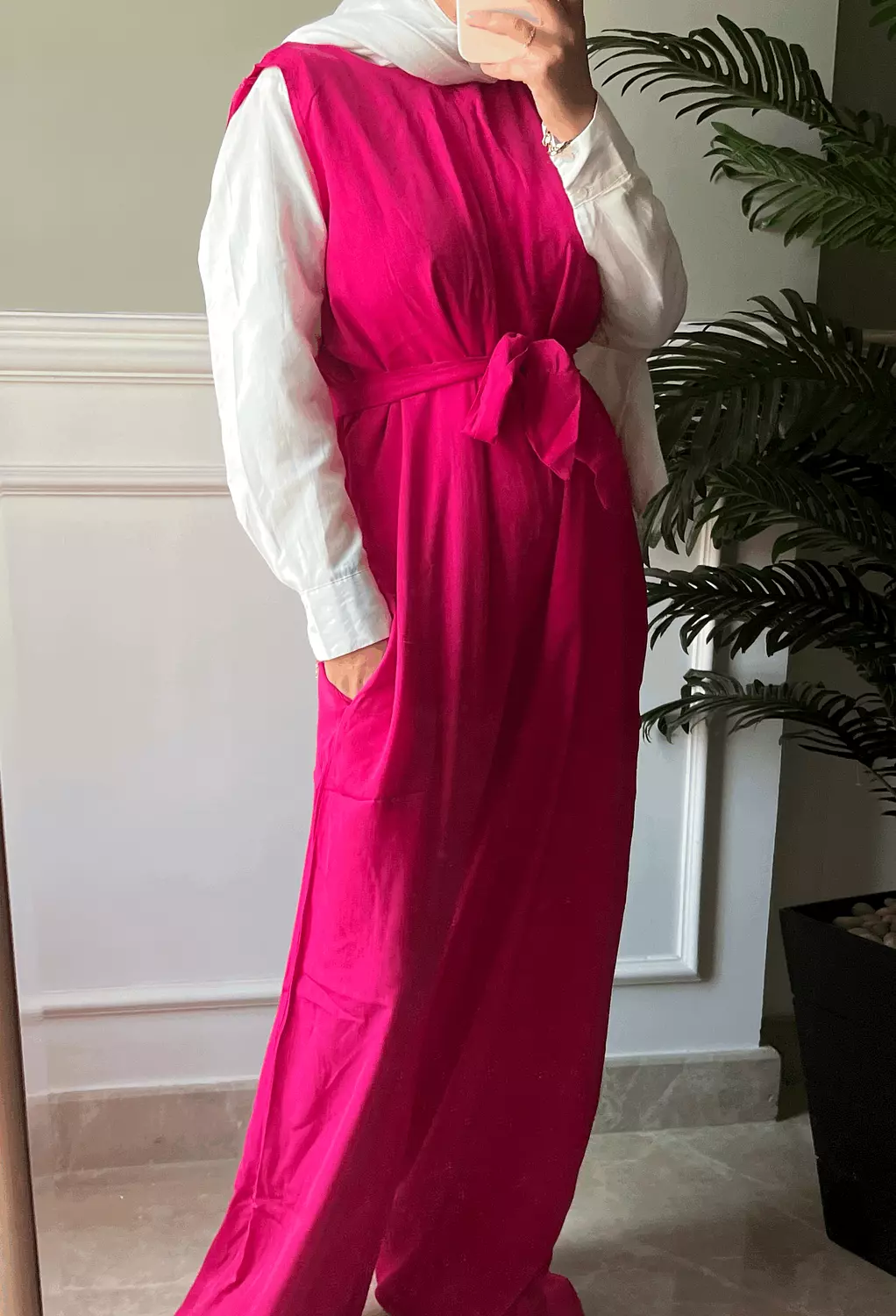 Linen Jumpsuit in Fuchsia 1