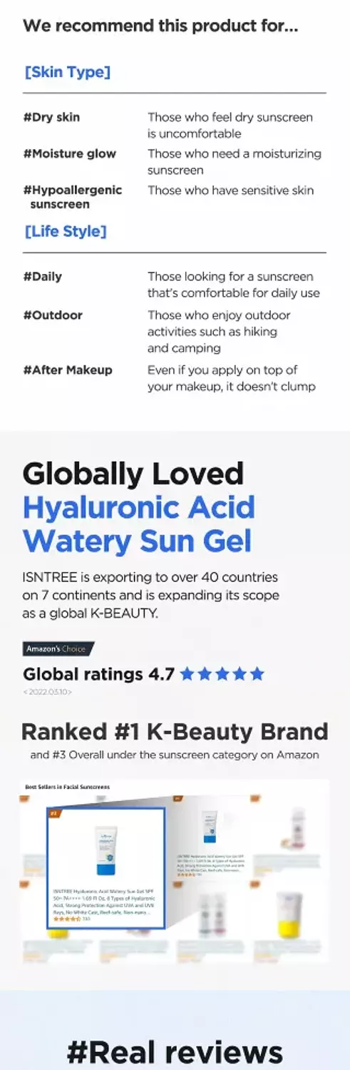 Isntree - Hyaluronic Acid Watery Sun Gel Set hover image