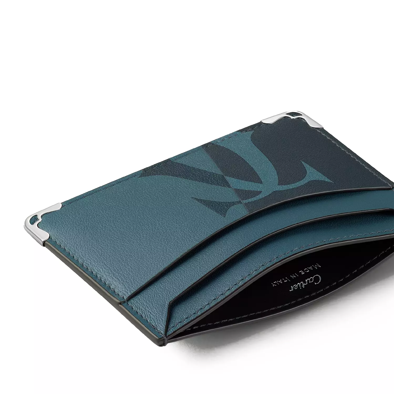 Cartier double card holder is crafted from steel blue calfskin 2