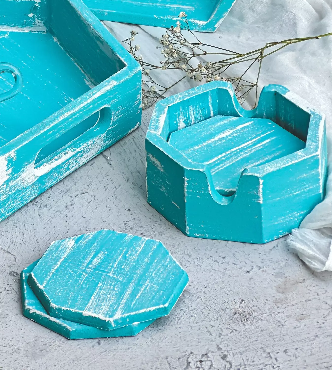 AQUA hexagon coasters  image