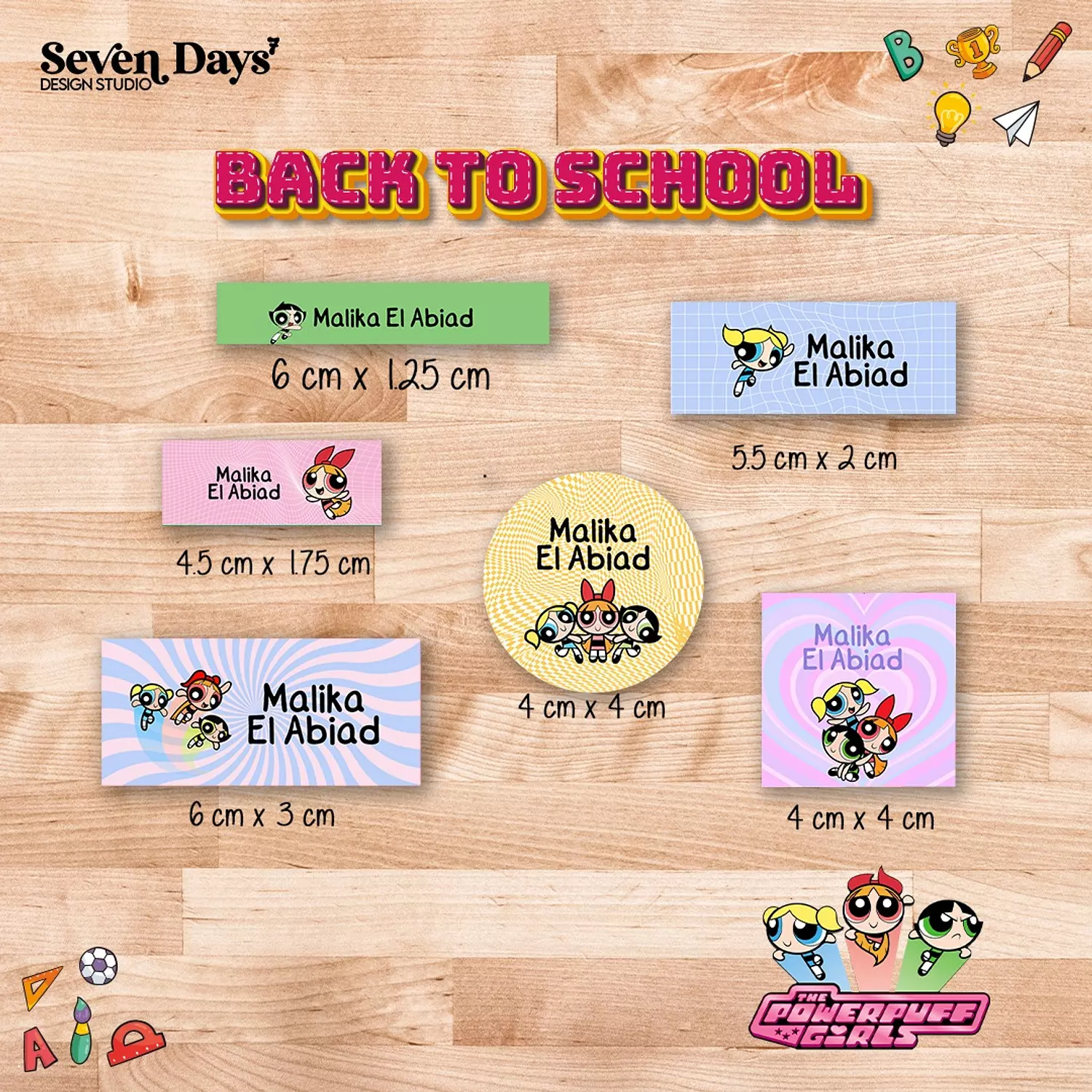 Powerpuff Girls School Labels | Seven Days Design Studio