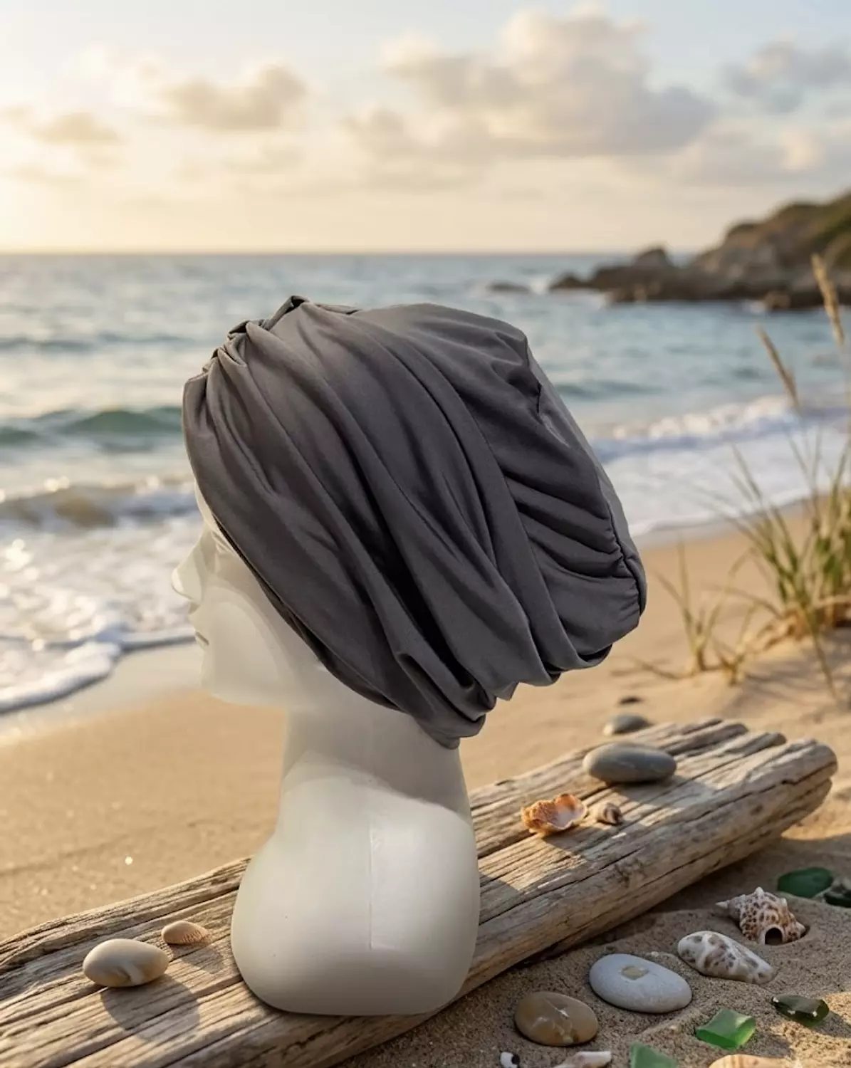 Double Layered Swimming Turban-Grey hover image
