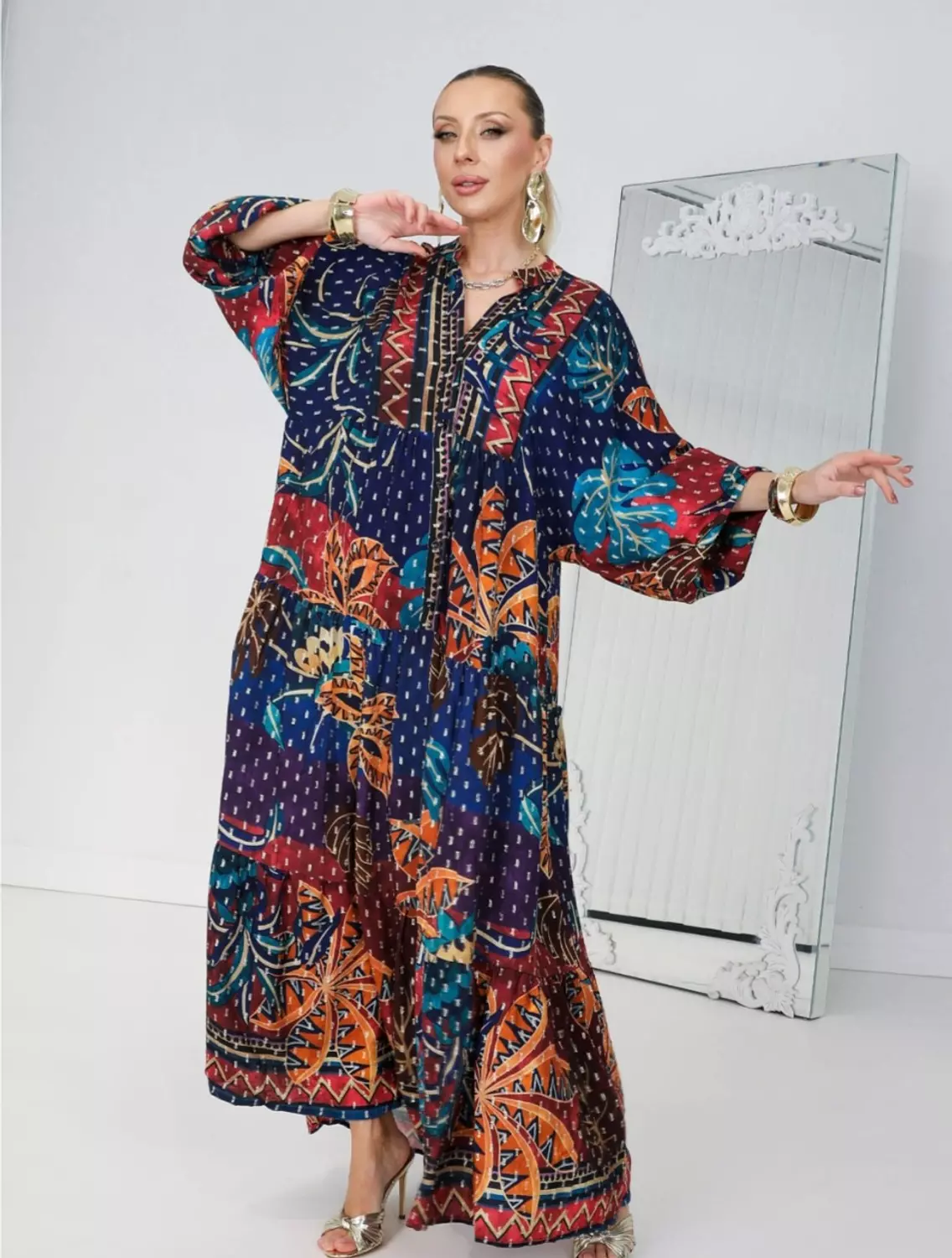 Navy blue boho dress 6