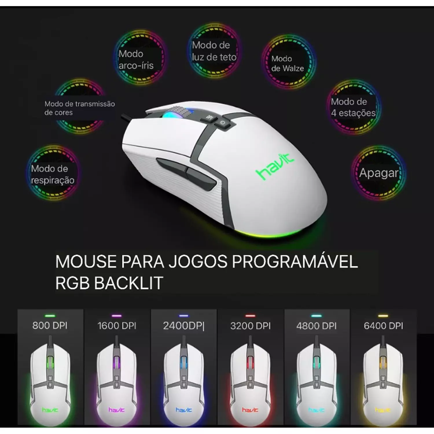 Gaming Mouse Havit MS885 RGB Wired – 6 Buttons, 6400 DPI 3