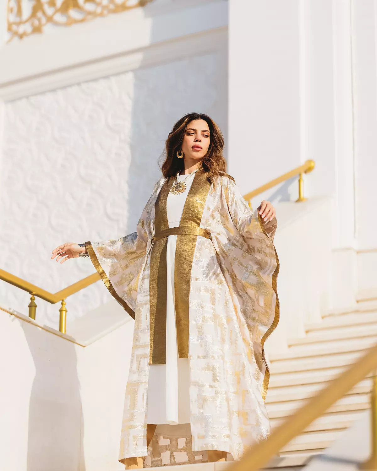 Pink/Gold Butterfly Kaftan image