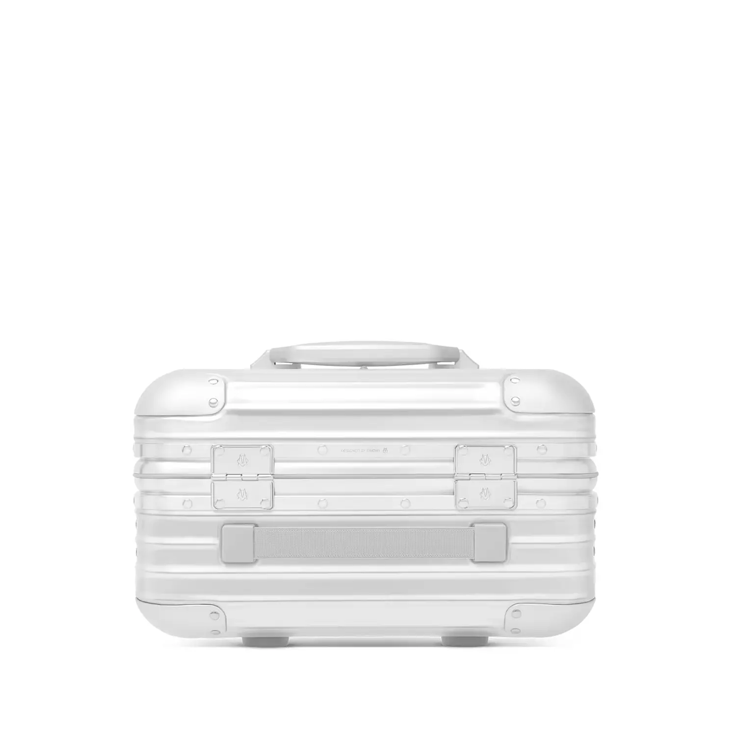 Silver Rimowa Topas Stealth Beauty Case made from an aluminum 3