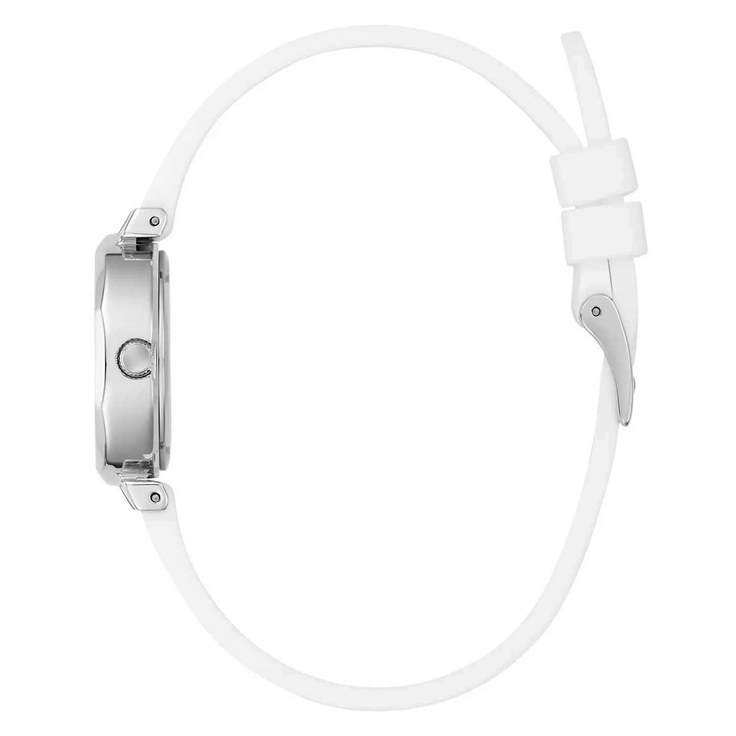 GUESS Ladies White Silver Tone Analog Watch White Silicone Strap GW0928L1 1