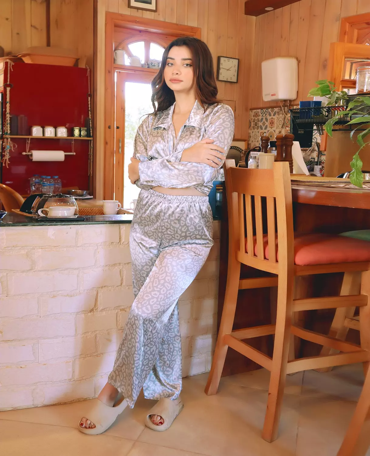 Leopard Satin Twist-Front Lounge 15