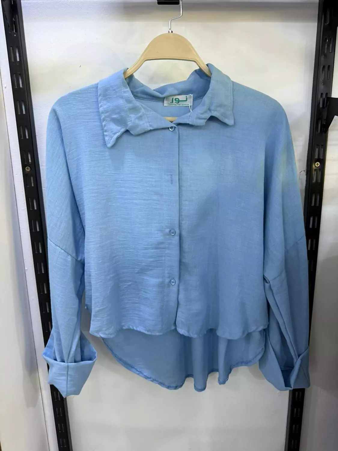 High-Low Hem Linen Collared Shirt 2
