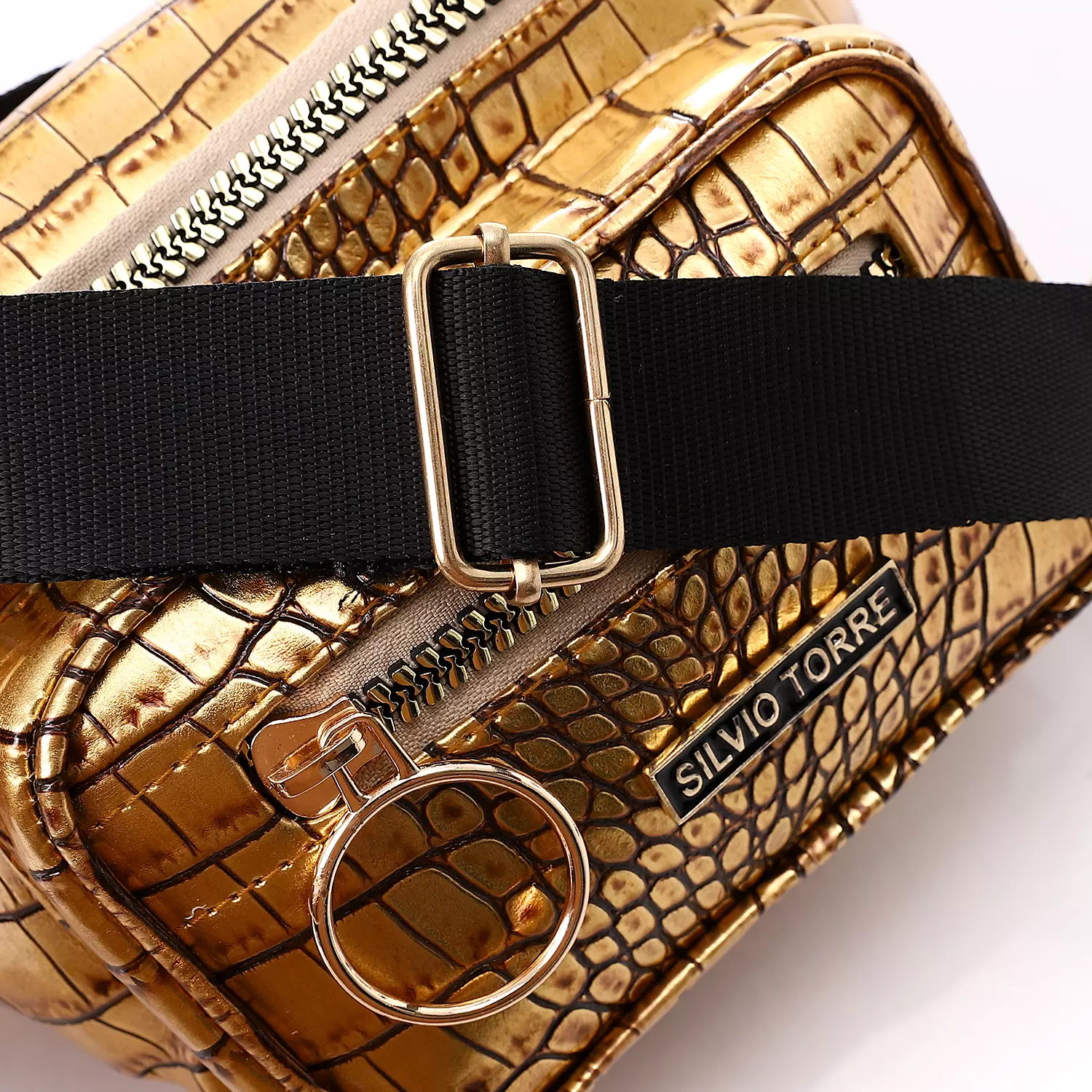 Shiny Snake Leather Super Waist Bag-Gold 3