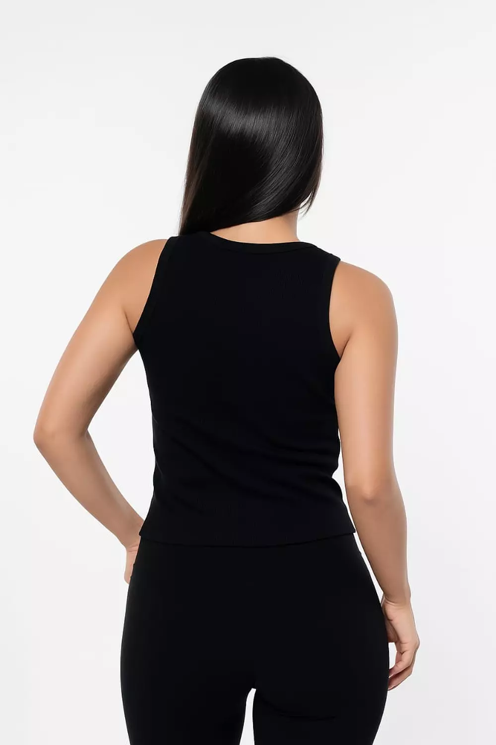 Crew Neck Tank Top- Black – sleek, classic essential 3