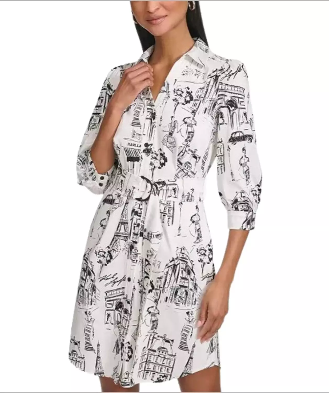 KARL Lagerfeld Paris Parisian Sketch Shirt Dress image