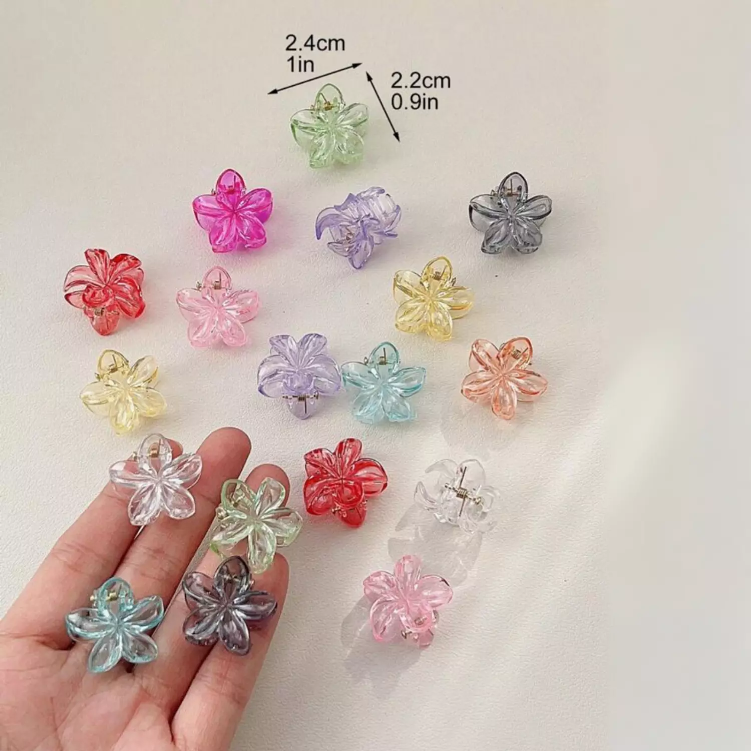 8 Pc Mini Transparent Flower Claw Clips Set 1