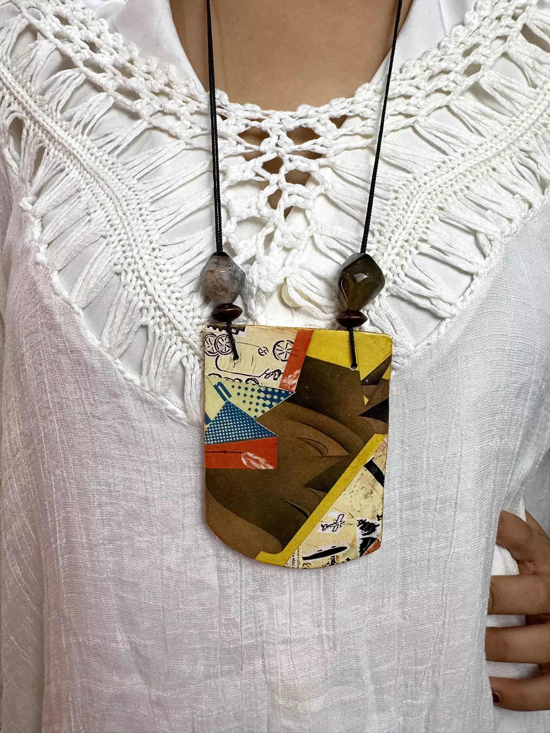 Mixed Media reversible necklace by R.A.Jewelry  3