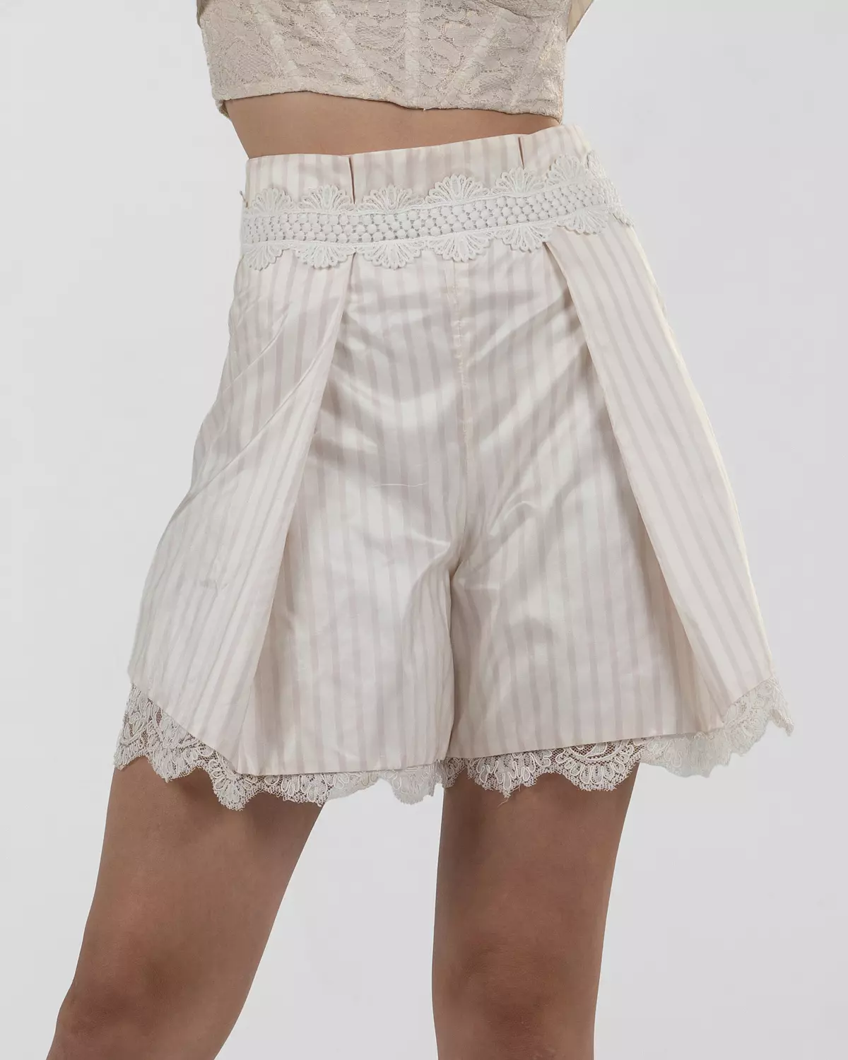 Playful Striped High-Waist Bermuda Shorts image