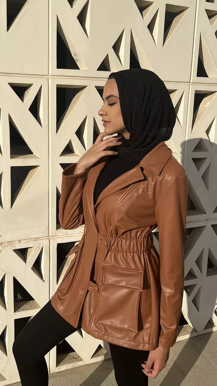 Leather Blazer - Camel 2