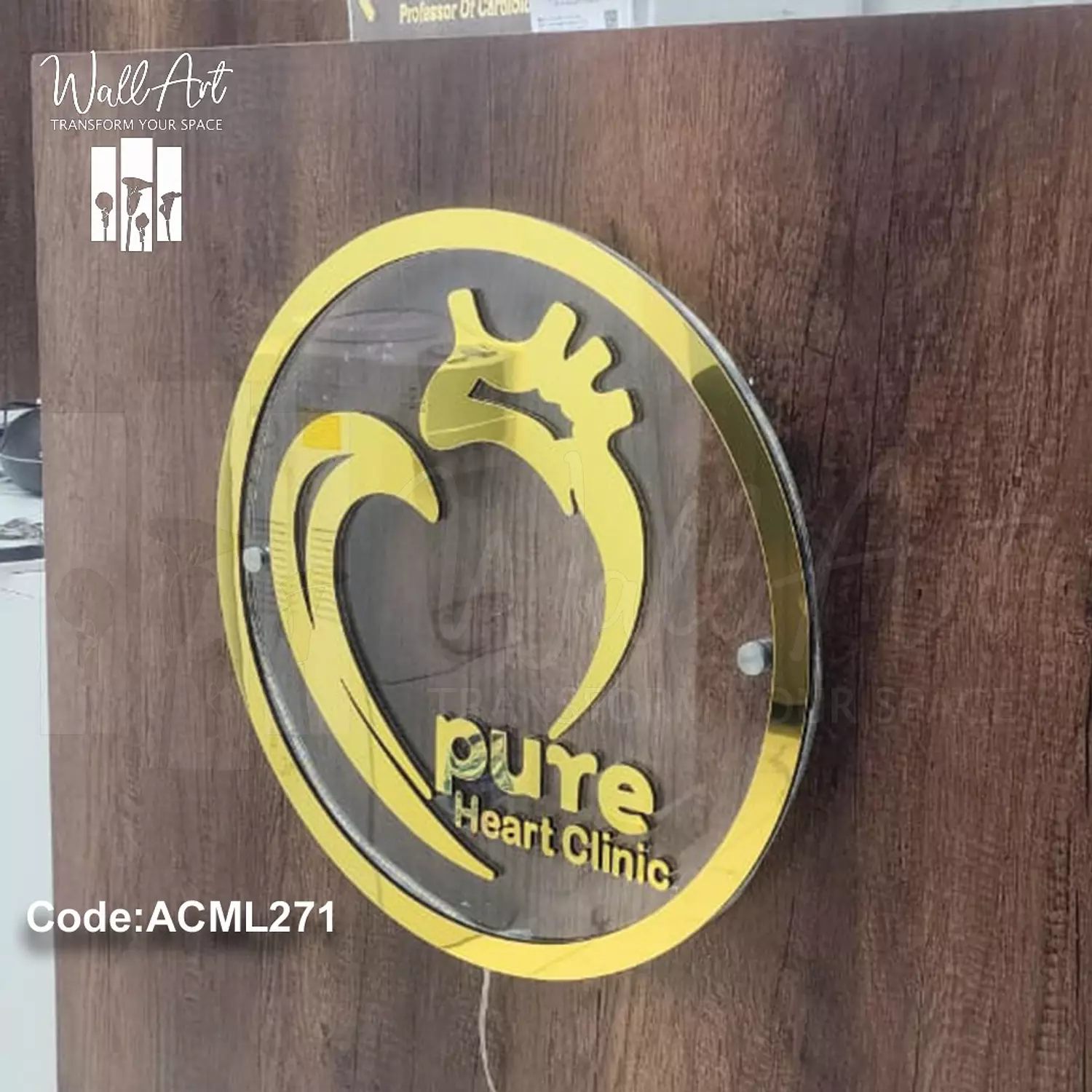 ACML271-Lighted Golden Acrylic Sign   4