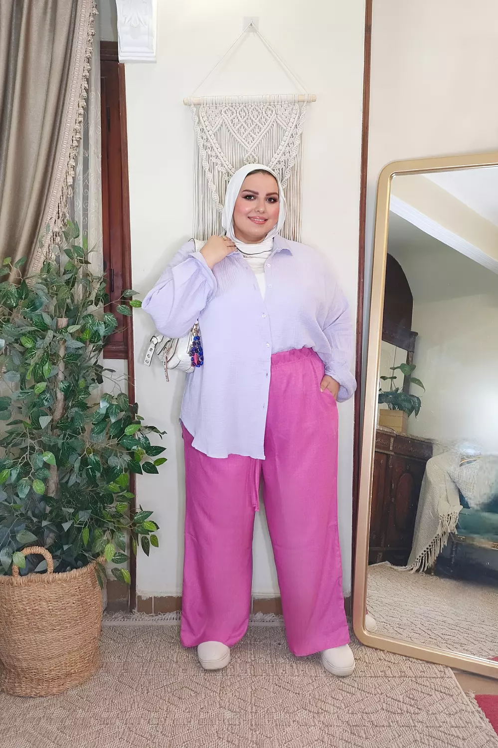 Essential linen pants ( in fuchsia ) image