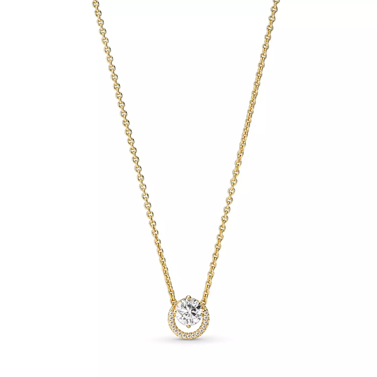 14k Gold-plated collier with clear cubic zirconia