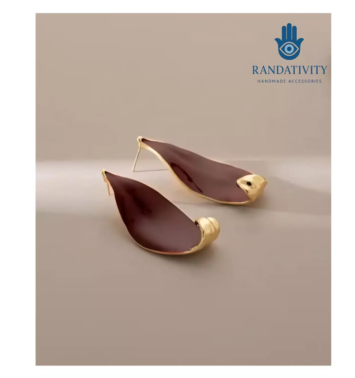 Leaf-Shaped Enamel Earrings 🍂 hover image